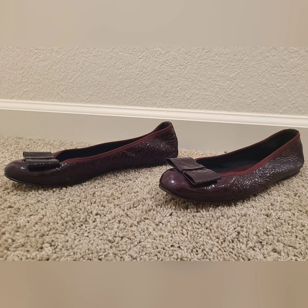 French sole fs/ny patent burgundy ballet flats 7.5 - Picture 3 of 8